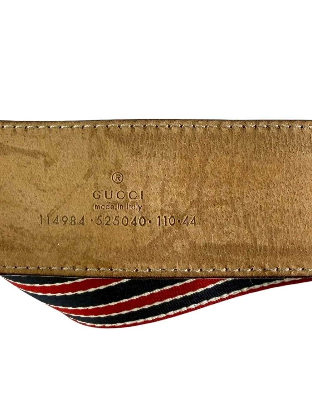Gucci Red, Navy & White Striped Web Belt Bag with Silver GG Buckle - Picture 15 of 16